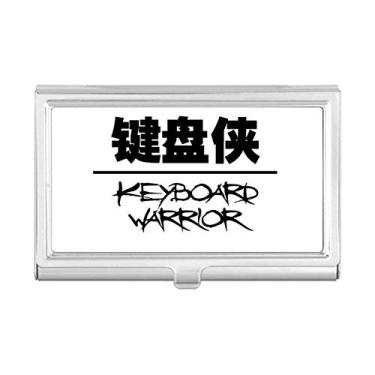 Imagem de Capa carteira porta-cartões de visita com teclado guerreiro com citação