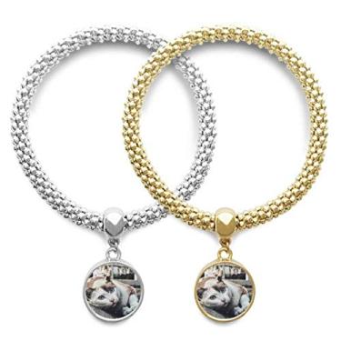 Imagem de DIYthinker Pulseira de gato colorida com foto de animal para amante da imagem, pingente, joia para presente de casal