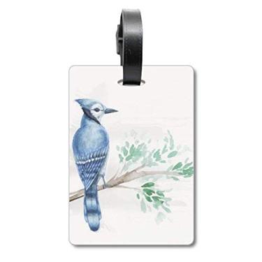 Imagem de Ramos folha azul papagaio mala etiqueta bagagem cartão pendurado Scutcheon etiqueta