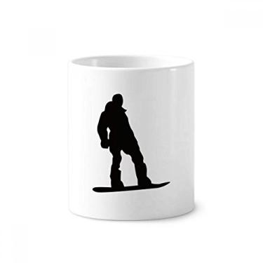 Imagem de Suporte para caneta de escova de dentes com desenho preto para esportes de skate, caneca, suporte de cerâmica, copo lápis