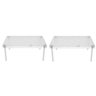 Imagem de Kit 2 Organizador de Armário Prateleira Retangular Plástica Natural