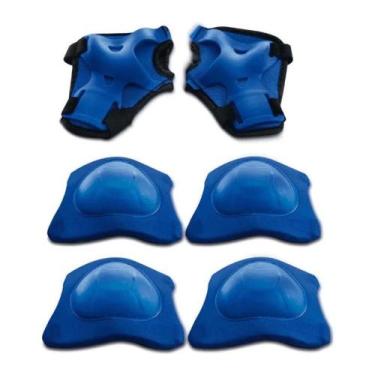 Imagem de Kit Proteção Azul Capacete Joelheira Cotoveleira 6653 - Dm Toys