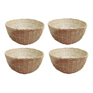 Imagem de Kit 4 Balaio Bambu 25cm Cesto Palha Artesanal Decoração