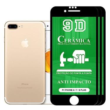 Imagem de Kit 3x Película Compatível com iPhone 6 7 8 Plus - 9D Cerâmica Protetora Resistente Anti Impacto Queda Choque Shock Flexível Nano Gel Compatível 3D 5D 100D