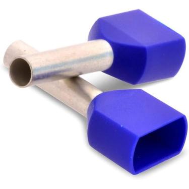 Imagem de Kit 200pçs Terminal Elétrico Ilhós Tubular Duplo 2,5mm Azul