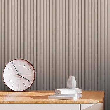 Imagem de Papel de Parede Ripado Amadeirado Marrom Linho Quarto Sala Quarto Auto Colante 10m