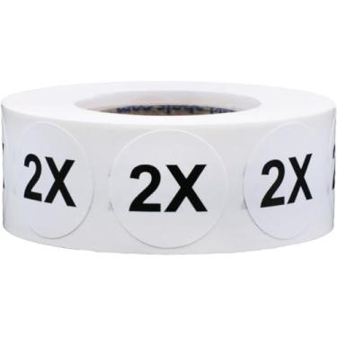 Imagem de Adesivos de tamanho de roupas em círculo branco, 3/4 pol. redondo, 500 etiquetas em um rolo, 2x, 3/4" Circle