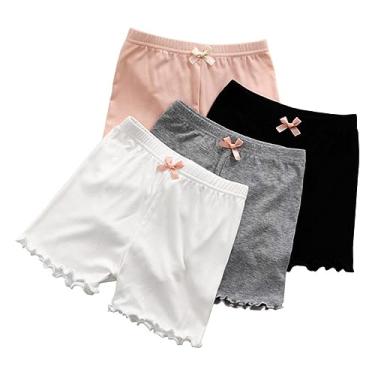 Imagem de Luxshiny 4 Pcs Calças de segurança para crianças shorts de verão para saia de anágua para cueca algodão cueca algodao calções de criança calças curtas gravata borboleta