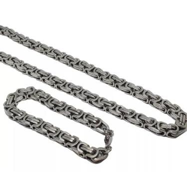 Imagem de Bella Bijoux Deluxe - Corrente e Pulseira Masculina de Aço Inox Modelo Peruana Bali - 60cm e 21cm - Acessório de Pulseira e Corrente para Homens