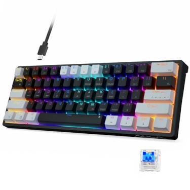 Imagem de AULA Teclado mecânico para jogos 60% com fio, 29 teclados RGB retroiluminados personalizados, troca a quente, interruptor azul, 60% design compacto pequeno para PC/Mac/Laptop/Wins (versão com fio)