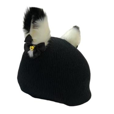 Imagem de kowaku Capa de capacete de esqui gorro quente estiramento capas de capacete de esqui snowboard esportes de inverno protetor engraçado lavável decoração de, Gatinho Preto