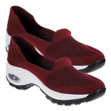 Imagem de VALICLUD 1 Par Sapatos Femininos De Almofada De Ar Tecido Fly Sapatos Respiráveis Sapatos De Caminhada Para Mulheres. Mulher Sapatos Casuais Mulheres - Senhorita Sapatos Meias Fundo Grosso