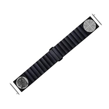Imagem de NICKSTON Pulseira gravada com símbolos do Reino Unido compatível com Samsung Watch 3 de 45 mm Galaxy Watch 46 mm Gear S3 Frontier Classic Black Pulseira de aço inoxidável B-UKS (7,5"