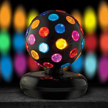 Imagem de Kicko Bola de discoteca giratória - Decoração de bola de discoteca de 28 cm com luzes de festa, luz LED neon rotativa de 360 graus para crianças e adultos - Piscando colorida para festas e eventos dos