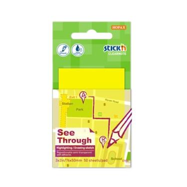 Imagem de Stick'n Notas 21710 Clearnote, semitransparentes autoadesivas para escrever com cores neon brilhantes, 7,6 cm x 7,62 cm, 50 folhas por bloco, laranja