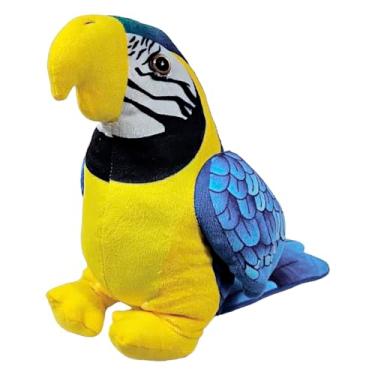 Imagem de Ave Passaro De Pelúcia Arara Desenhada Detalhada Brinquedo Decoração 22cms (Azul Escuro)