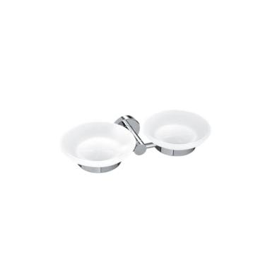 Imagem de Suporte de saboneteira em aço inoxidável com prato de vidro para montagem na parede Cesta de sabonete em ouro rosa preto Suporte para saboneteira acessórios de banheiro, D prato duplo cromado