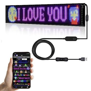 Imagem de GOTUS Placa LED Programável para Negócios, Sinal Digital Flexível, Letreiro LED RGB, Aplicativo Bluetooth, Animações de Design DIY, Texto, Grafite, Cor (58 x 12 cm)