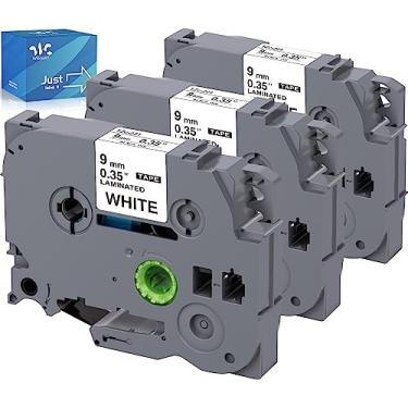 Imagem de Weemay Pacote com 3 TZe-221 compatível com fita adesiva Brother P-Touch 9 mm 0,35 branco laminado TZe TZ Fita TZ-221 TZ221 TZe221 3/8 para impressora PTouch PTD210 PTD220 PTH110BP PTD410 PTD600