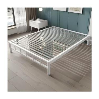 Imagem de Estrutura De Cama Queen Moderna, Estrutura De Cama Sem Ruído Em Tamanho Real, Estrutura De Cama Queen Com Espaço De Armazenamento, Para Apartamentos De Quarto (Color : White, Size : 47x78in)
