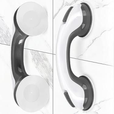 Imagem de Barras de apoio para banheiras com alça de chuveiro - 2 pacotes de 30,5 cm para banheiro com ventosa de fixação forte, barra de equilíbrio de segurança para lesões, idosos, preto