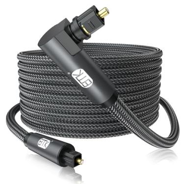 Imagem de EMK Cabo óptico Toslink de 90 graus com rotação livre de 360 graus Cabo de fibra óptica S/PDIF Toslink macho para macho para Home Theater, Sound Bar, TV, PS4, Xbox, cinza (7,6 m)
