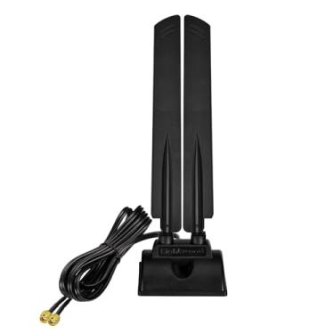 Imagem de Eightwood Antena WiFi 6E Tri-Band 6GHz 5GHz 2,4GHz RP-SMA Antena WiFi Base de montagem magnética para PC, desktop, placa-mãe, WiFi, cartão Bluetooth, roteador sem fio