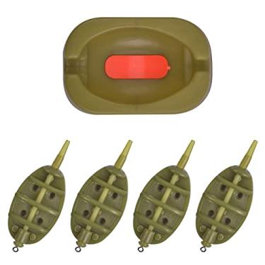 Imagem de OROOTL Alimentadores de Método Inline para Pesca de Carpa, 15 g-60 g Conjunto de 4 Alimentadores de Método Planos com Moldes de Liberação Rápida Ferramenta de Suporte de Isca de Carpa de Pesca, TYPE3: 30g/40g/50g/60g, TYPE3: 30g/40g/50g/60g