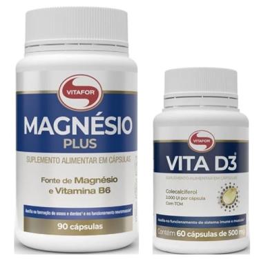 Imagem de Kit 1 Magnésio Plus 90 Cps + 1 Vitamina D3 60 Cps Vitafor