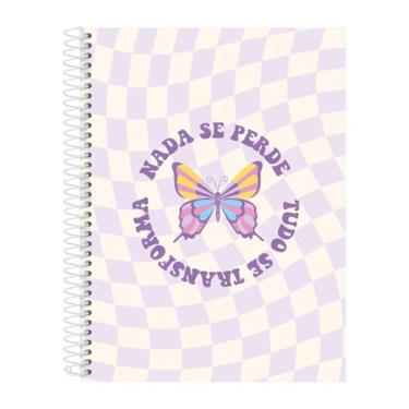 Imagem de Caderno Universitário Feminino Retro Borboleta Lilás 10 Matérias