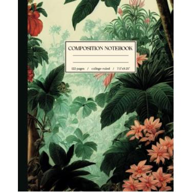 Imagem de Caderno de composição pautado na faculdade: ilustração botânica vintage | estética cottagecore | Diário floral fofo para amantes da natureza, meninas, adolescentes, mulheres