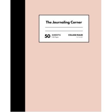 Imagem de Cadernos de composição pautados universitários The Journaling Cort: 100 páginas (50 folhas), 19 x 23,5 cm, livro de composição de pêssego blush, diário, escola, faculdade e material de escritório