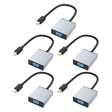Imagem de Foboiu Pacote com 5 adaptadores Mini DisplayPort para VGA, mini porta de exibição DP para adaptador VGA macho para fêmea (Thunderbolt 2), cabo compatível com MacBook Air/Pro, Surface Pro/Dock,
