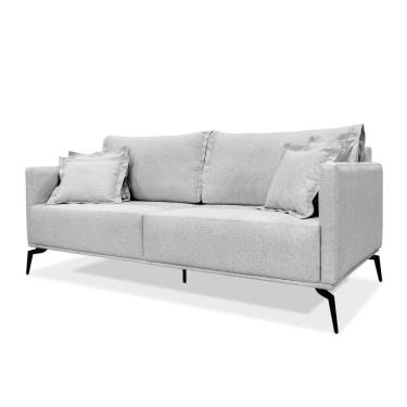 Imagem de Sofá 2 Lugares Pé De Ferro Preto Rafaela 160 Cm Linho S04 - D`rossi Cor Grigio