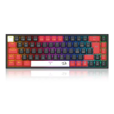 Imagem de Teclado Mecânico Redragon Castor Pro RGB Switch Marrom Sem Fio Preto Vermelho E Branco - K631RGB-PRO-BRW 