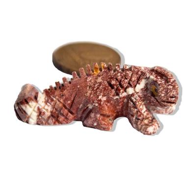 Imagem de 01 Dinossauro Misto Esculpido Artesanato em Pedra Dolomita