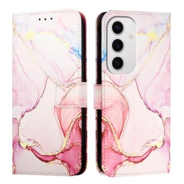 Imagem de LEMAXELERS Capa carteira para Samsung M35 5G, Galaxy M35 5G para mulheres e meninas com suporte para cartão, capa de telefone flip magnética de couro PU para Samsung Galaxy M35 5G mármore ouro rosa