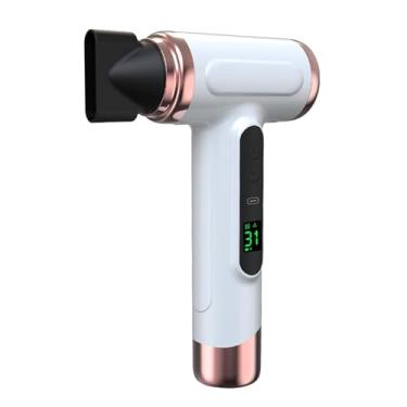 Imagem de YYGJYGOO Secador de cabelo de viagem recarregável de secagem rápida com 3 velocidades e 3 configurações de calor, ecrã digital, secador de cabelo sem fios portátil para mulheres e homens (branco)