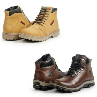 Imagem de Bota Masculina Coturno Tratorada Cadarço Resistente Kit 2-Masculino