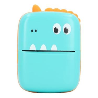 Imagem de Impressora Térmica de Bolso Portátil, Conexão Em Formato de Dinossauro, Impressão Nítida, Resolução de 203 Dpi, Ideal para Escritório, Estudante, Criança, Família, Com Papéis,