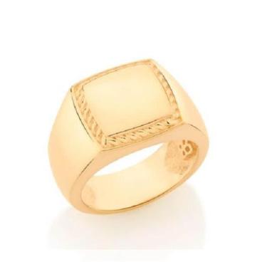 Imagem de Anel banhado ouro 3x 24k 18k e 22k masculino rommanel 18k quadrado com