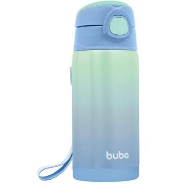 Imagem de Copo Térmico Parede Dupla c/ Canudo 400ml Degradê Azul Buba