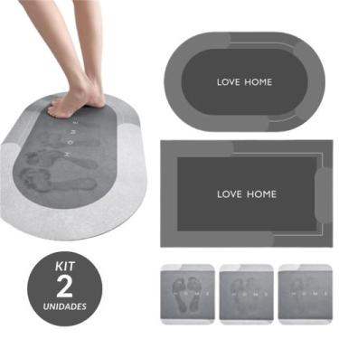 Imagem de Kit 2 Tapete Piso Pedra Diatomácea Super Absorvente Antiderrapante Bor