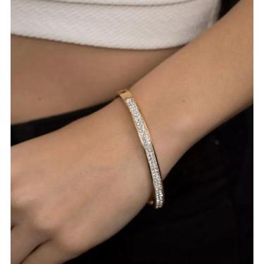 Imagem de Pulseira Bracelete Feminino Strass Cravejado com Pedras Zircônias Cris