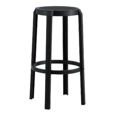 Imagem de Kit 4 Banquetas Lia Rivatti Polipropileno Preto Assento Simulando Ratt