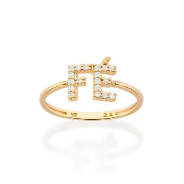 Imagem de Anel skinny fé banhado a ouro BRANCO 513518 Rommanel, Branco, 24
