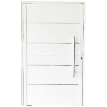 Imagem de Porta de Alumínio Pivotante Branco Com Puxador e Friso Linha 25 - DC, 