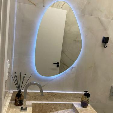 Imagem de Espelho Orgânico Grande Decorativo Com LED 85x55 Quarto Sala Banheiro 