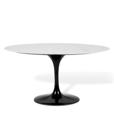 Imagem de Mesa de Jantar Saarinen Oval 160x90 cm Mármore Carrara Base Preta - Li