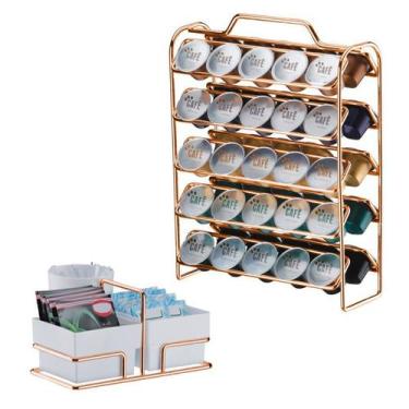 Imagem de Kit Suporte 50 Cápsulas Nespresso + Porta Sachês - 1147RG Rose Gold Fu